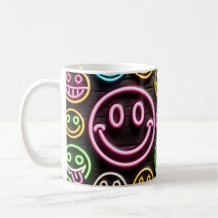 Neon Smile & Sips Trendy Design Coffee Tasse