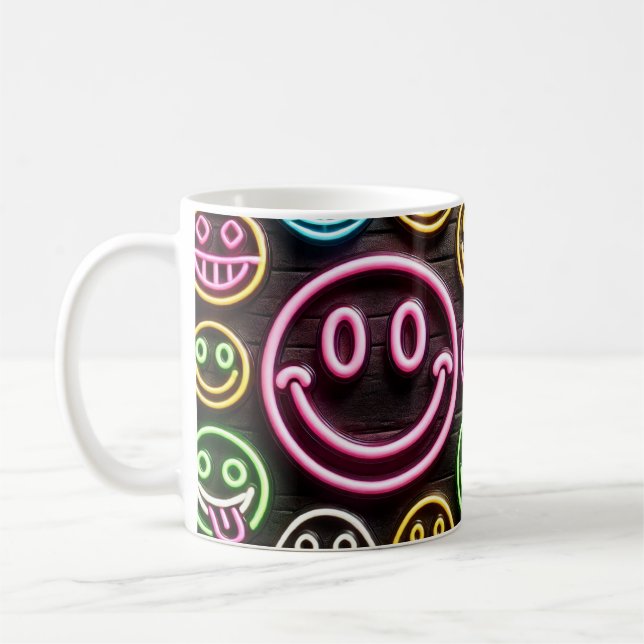 Neon Smile & Sips Trendy Design Coffee Tasse (Links)