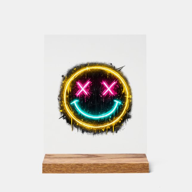 Neon Smiley Acrylschild (Vorderseite)