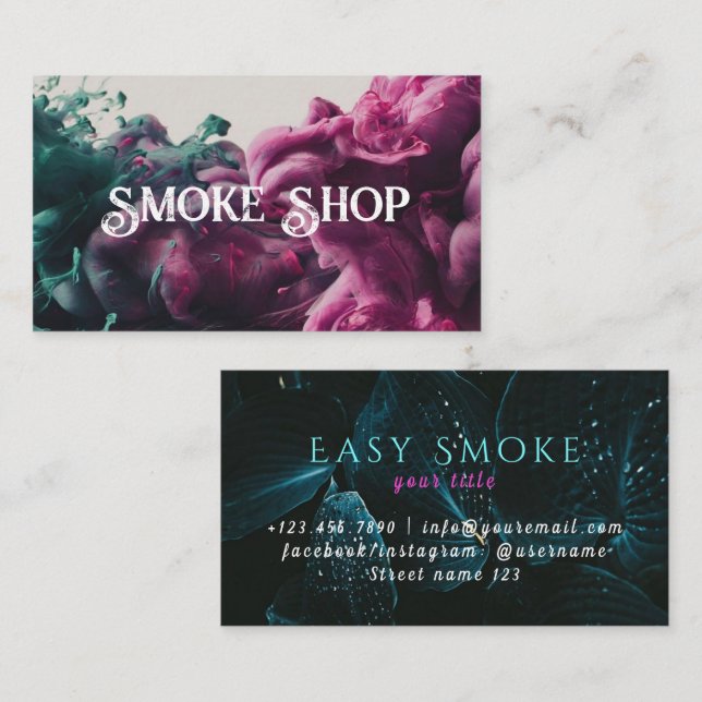 Neon Smoke Shop Business Card Visitenkarte (Vorne/Hinten)