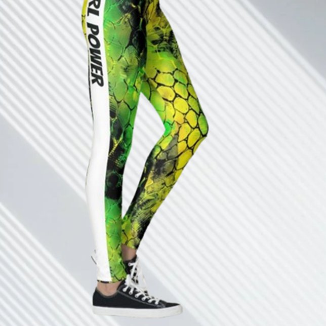 Neon Snake Animal GRL Power Leggings (Embrace your strength with the Neon Snake GRL Power Capri Leggings by Brett Designs. )