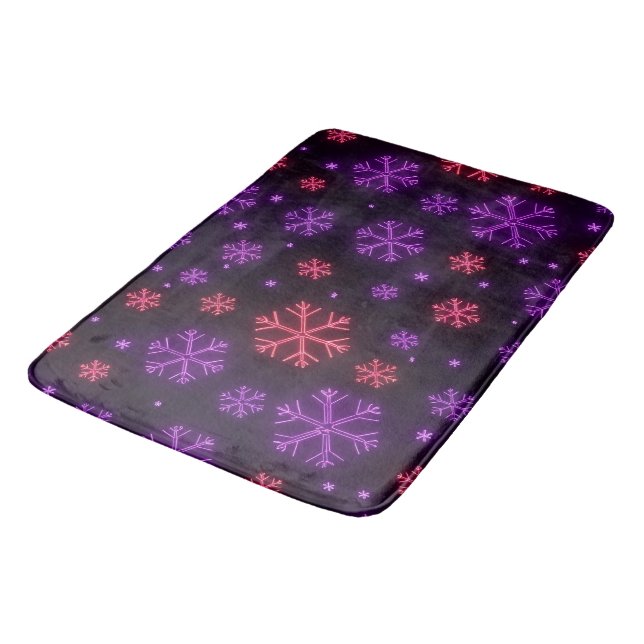 Neon Snowflakes Badematte (Schrägansicht)