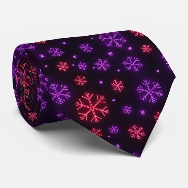 Neon Snowflakes Krawatte (Gerollt)
