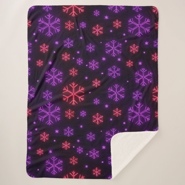 Neon Snowflakes Sherpadecke (Vorderseite)