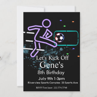 Neon Soccer Birthday, Fußball Geburtstag, Futbol Einladung