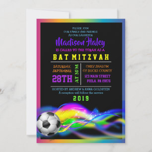 NEON SOCCER GIRLS Bat Mitzvah Einladung