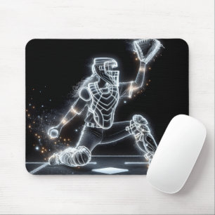 Neon Softball Catcher Mousepad