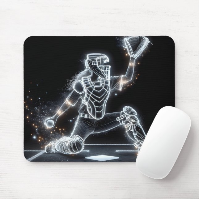 Neon Softball Catcher Mousepad (Mit Mouse)
