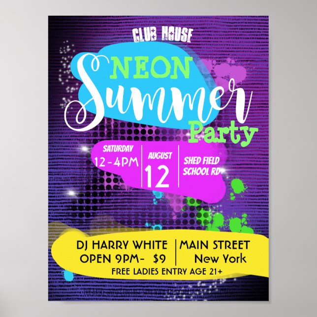 NEON SOMMER PARTY POSTER (Vorne)