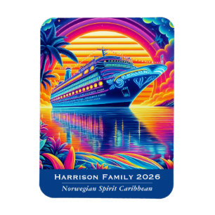 Neon-Sonnenuntergang-Kreuzfahrtschiff-Kabinenmagne Magnet