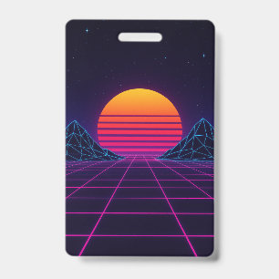 Neon-Sonnenuntergangs-Gitter – Retro-futuristische Ausweis