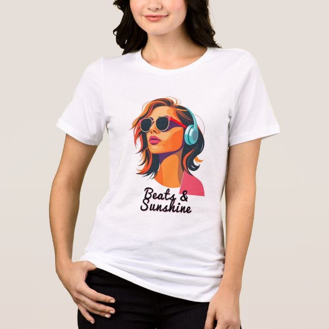 Neon Soundwave: Electric Summer Vibes Tri-Blend Shirt (Vorderseite)