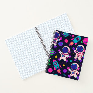 Neon Space Adventure Pattern Notizbuch