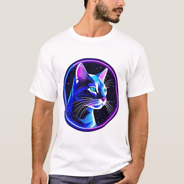 Neon Space Cat T-Shirt (Vorderseite)