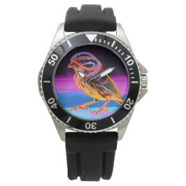 Neon Sparrow mit leuchtenden Akzenten Armbanduhr