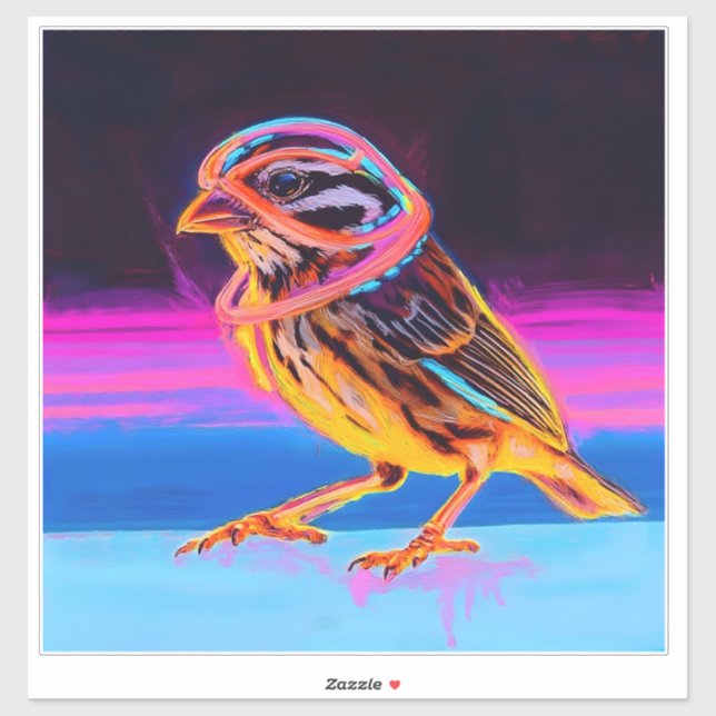 Neon Sparrow mit leuchtenden Akzenten Aufkleber (Blatt)