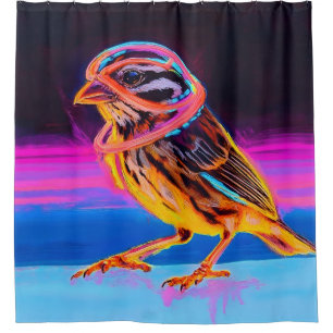Neon Sparrow mit leuchtenden Akzenten Duschvorhang