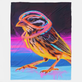 Neon Sparrow mit leuchtenden Akzenten Fleecedecke