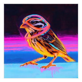 Neon Sparrow mit leuchtenden Akzenten Fotodruck