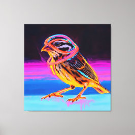 Neon Sparrow mit leuchtenden Akzenten Leinwanddruck