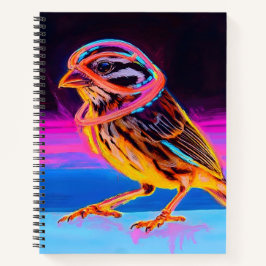 Neon Sparrow mit leuchtenden Akzenten Notizbuch