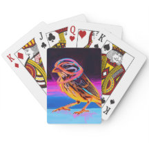 Neon Sparrow mit leuchtenden Akzenten