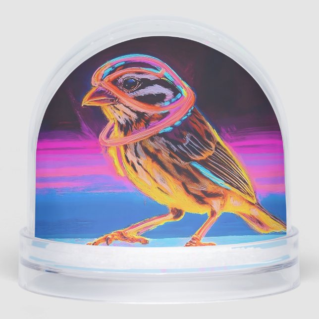 Neon Sparrow with Glowing Accents Schneekugeln (Vorderseite)