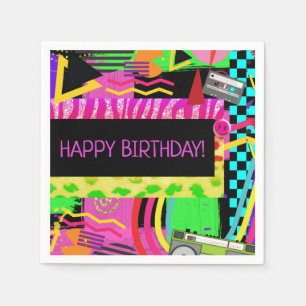 Neon-Spaß Helle Fette Farbige Funky 80er Party Serviette