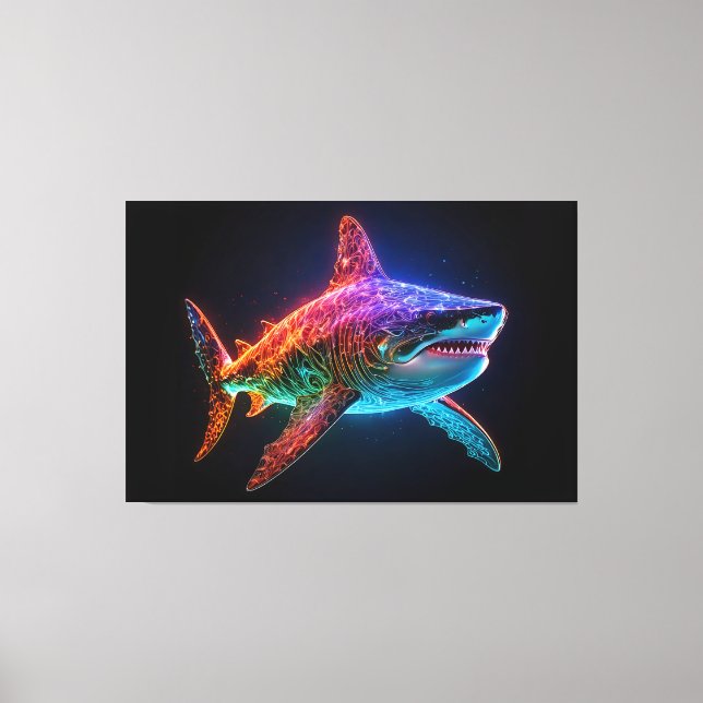 Neon Spectrum Shark Leinwanddruck (Vorderseite)