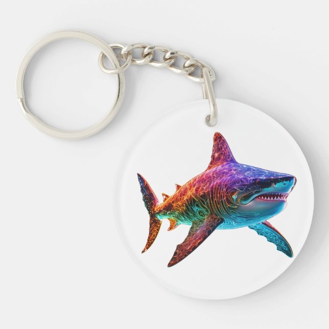 Neon Spectrum Shark Schlüsselanhänger (Vorderseite)