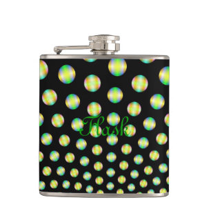 Neon Spheres auf der schwarzen Flasche Flachmann