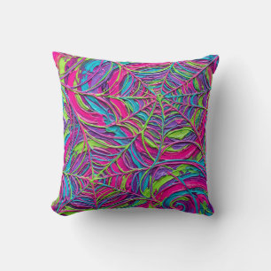 Neon-Spinnennetz-Wurfkissen – Moderner Velours Kissen