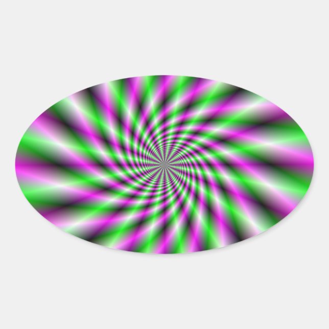 Neon Spinning Wheel Oval Aufkleber (Vorderseite)