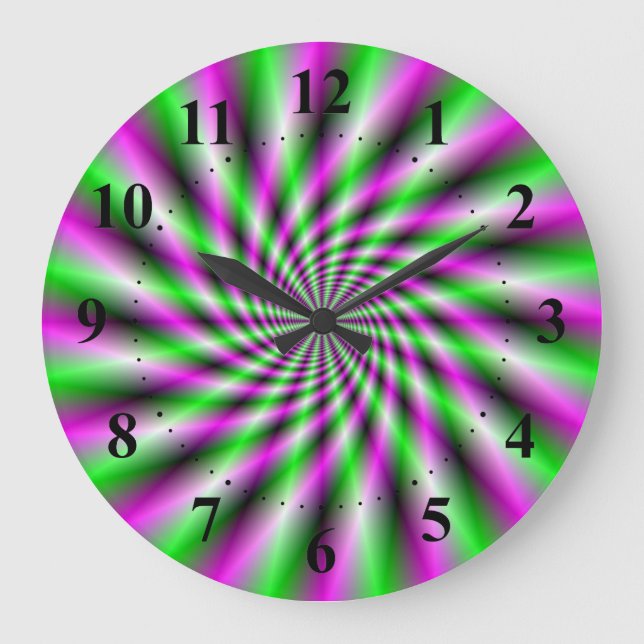 Neon Spinning Wheel Playing Wall Clock Große Wanduhr (Vorderseite)