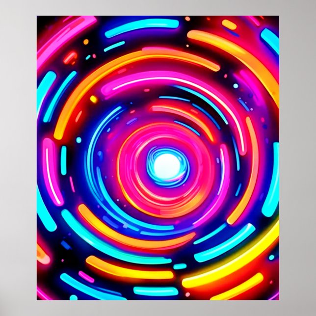 Neon Spiral Light Art Poster (Vorne)