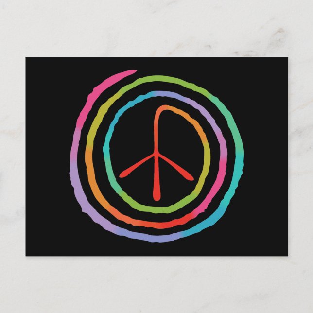Neon Spiral Peace Symbol II Postkarte (Vorderseite)