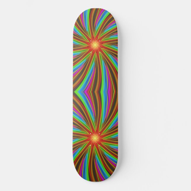 Neon Spiral Vortex – Vibrant Fractal Motion Design Skateboard (Vorderseite)
