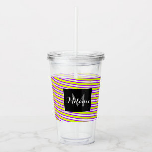 Neon-Spiralband-Streifen-Monogramm benutzerdefinie Acryltrinkbecher