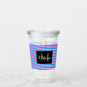 Neon-Spiralband-Streifen Monogramm Benutzername Acryltrinkbecher