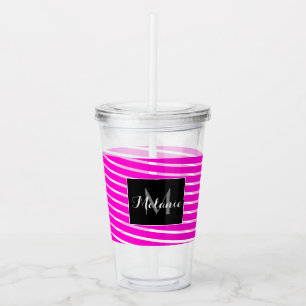 Neon-Spiralband-Streifen-Monogramm-Individualname Acryltrinkbecher