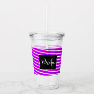 Neon-Spiralband-Streifen-Monogramm-Individualname Acryltrinkbecher