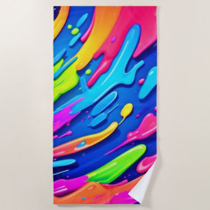 Neon Splash Abstrakt Art Magic Strandtuch