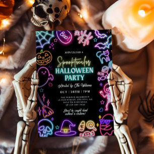 Neon-Spooktacular Halloween Einladung