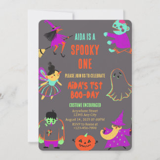 Neon Spooky Einladung zum ersten Geburtstag