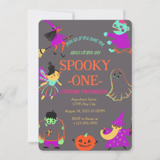 Neon Spooky Einladung zum ersten Geburtstag