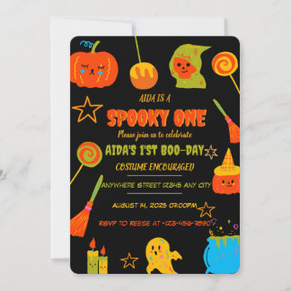 Neon Spooky Einladung zum ersten Geburtstag