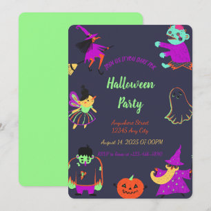 Neon Spooky Halloween-Party Einladung