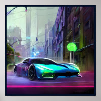 Neon Sports Car auf der Straße