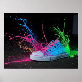 Neon Spritzer auf einem farbenfrohen Sneaker Poster