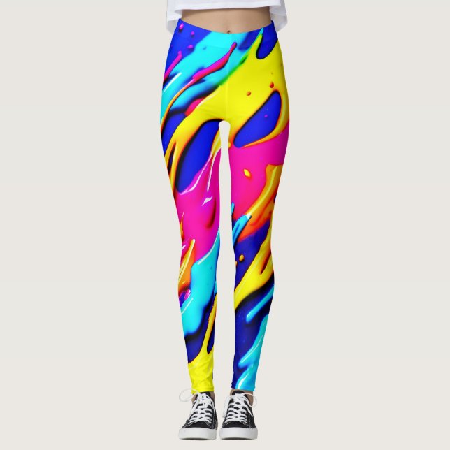 Neon Spritzer Design Leggings (Vorderseite)